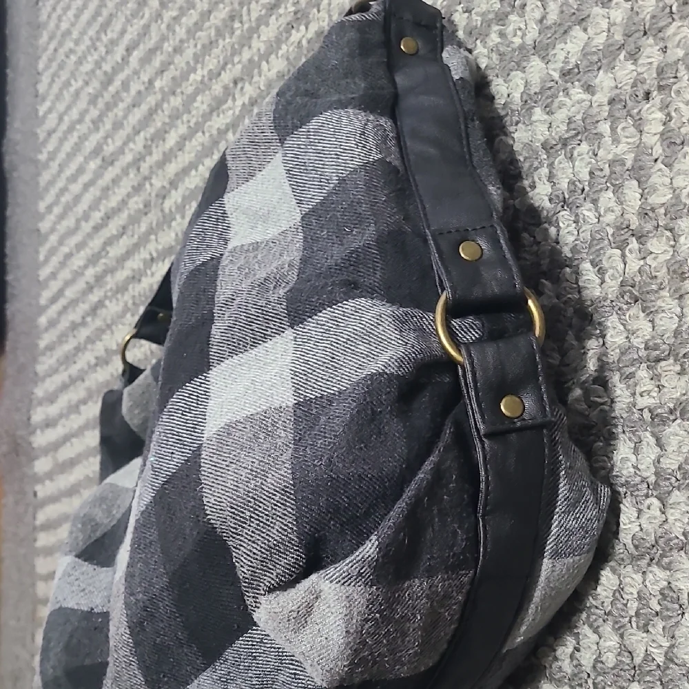 Plaid Black‎ and Gray Women's Hobo Bag